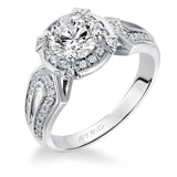 Artcarved Bridal Mounted with CZ Center Contemporary Halo Engagement Ring Mindy 14K White Gold