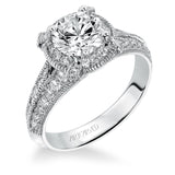 Artcarved Bridal Mounted with CZ Center Vintage Halo Engagement Ring Louise 14K White Gold