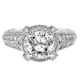 Artcarved Bridal Mounted with CZ Center Vintage Halo Engagement Ring Louise 14K White Gold