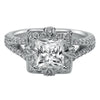 Artcarved Bridal Semi-Mounted with Side Stones Contemporary Halo Engagement Ring Mona 14K White Gold