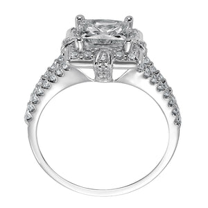 Artcarved Bridal Semi-Mounted with Side Stones Contemporary Halo Engagement Ring Mona 14K White Gold