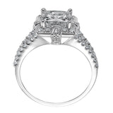 Artcarved Bridal Mounted with CZ Center Contemporary Halo Engagement Ring Mona 14K White Gold