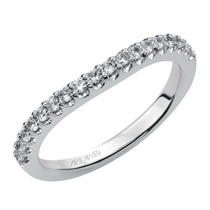 Artcarved Bridal Mounted with Side Stones Contemporary Halo Diamond Wedding Band Mona 14K White Gold