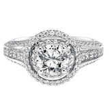 Artcarved Bridal Mounted with CZ Center Contemporary Halo Engagement Ring Sharon 14K White Gold