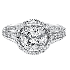 Artcarved Bridal Mounted with CZ Center Contemporary Halo Engagement Ring Sharon 14K White Gold