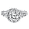 Artcarved Bridal Semi-Mounted with Side Stones Contemporary Halo Engagement Ring Sharon 14K White Gold