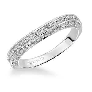 Artcarved Bridal Mounted with Side Stones Contemporary Diamond Wedding Band Sharon 14K White Gold