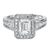 Artcarved Bridal Semi-Mounted with Side Stones Contemporary Halo Engagement Ring Simone 14K White Gold