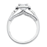 Artcarved Bridal Semi-Mounted with Side Stones Contemporary Halo Engagement Ring Simone 14K White Gold