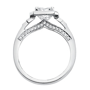 Artcarved Bridal Semi-Mounted with Side Stones Contemporary Halo Engagement Ring Simone 14K White Gold