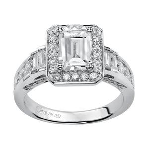 Artcarved Bridal Mounted with CZ Center Contemporary Halo Engagement Ring Simone 14K White Gold