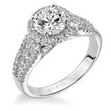 Artcarved Bridal Semi-Mounted with Side Stones Classic Engagement Ring Krista 14K White Gold