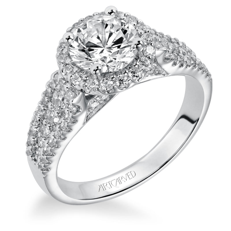 Artcarved Bridal Mounted with CZ Center Classic Engagement Ring Krista 14K White Gold