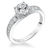 Artcarved Bridal Semi-Mounted with Side Stones Classic Engagement Ring Norah 14K White Gold