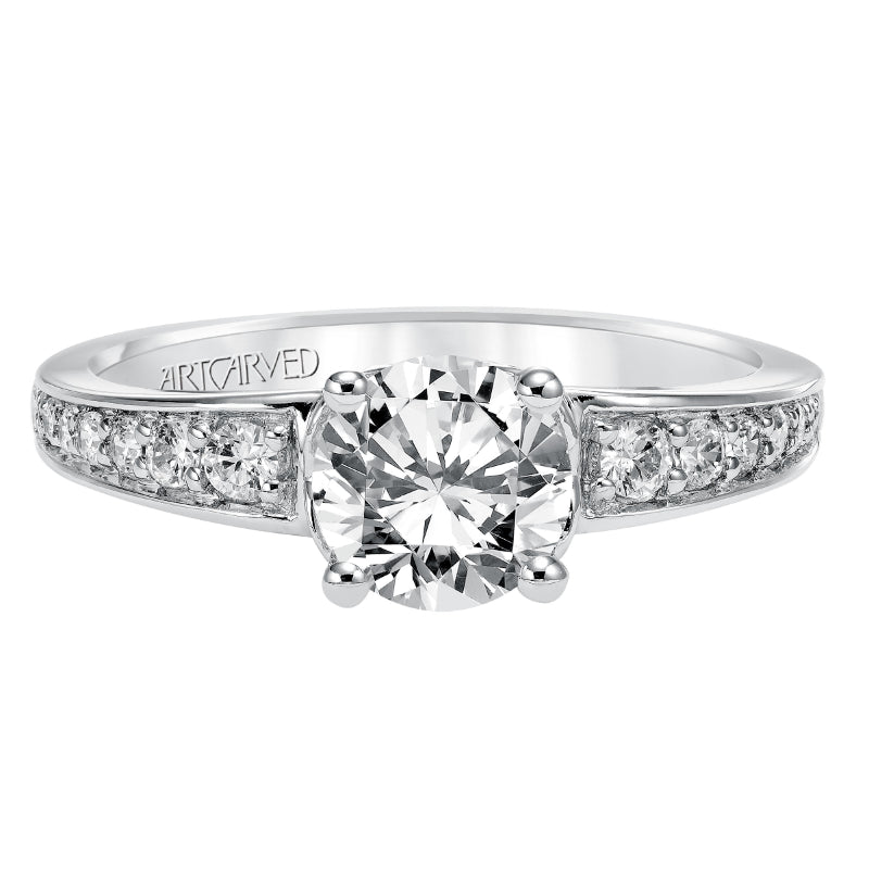 Artcarved Bridal Semi-Mounted with Side Stones Classic Engagement Ring Norah 14K White Gold