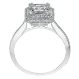 Artcarved Bridal Mounted with CZ Center Vintage Halo Engagement Ring Gracyn 14K White Gold