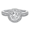 Artcarved Bridal Mounted with CZ Center Vintage Milgrain Halo Engagement Ring Alana 14K White Gold