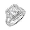 Artcarved Bridal Semi-Mounted with Side Stones Classic Halo Engagement Ring Francine 14K White Gold