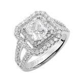 Artcarved Bridal Mounted with CZ Center Classic Halo Engagement Ring Francine 14K White Gold