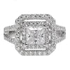 Artcarved Bridal Semi-Mounted with Side Stones Classic Halo Engagement Ring Francine 14K White Gold