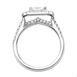 Artcarved Bridal Semi-Mounted with Side Stones Classic Halo Engagement Ring Francine 14K White Gold