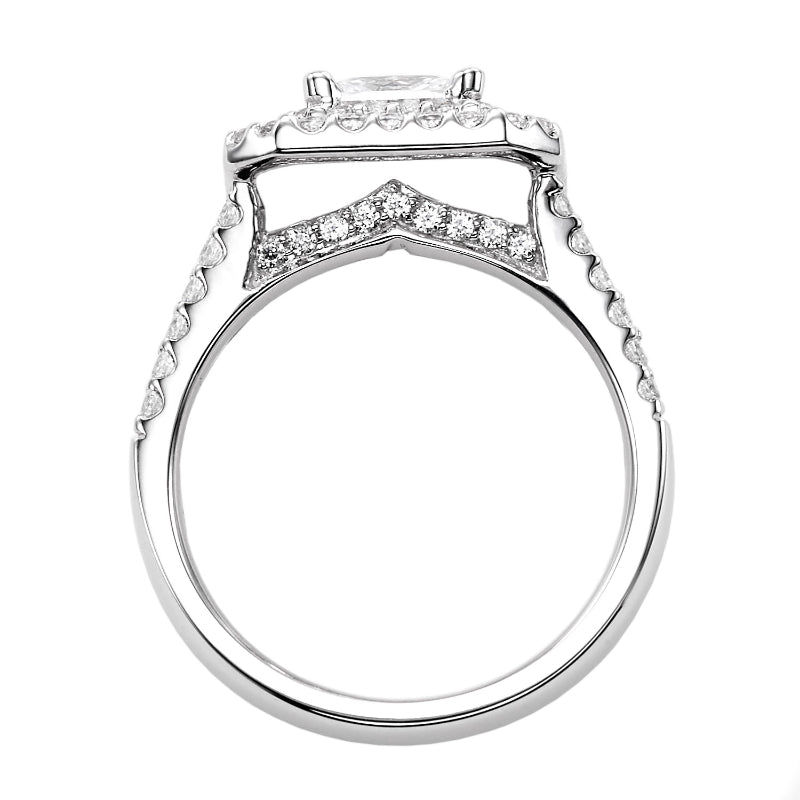 Artcarved Bridal Semi-Mounted with Side Stones Classic Halo Engagement Ring Francine 14K White Gold