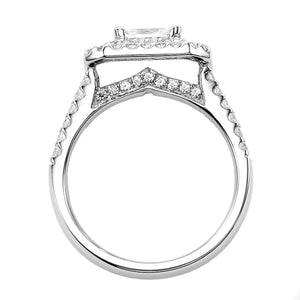 Artcarved Bridal Semi-Mounted with Side Stones Classic Halo Engagement Ring Francine 14K White Gold