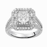 Artcarved Bridal Mounted with CZ Center Classic Halo Engagement Ring Francine 14K White Gold