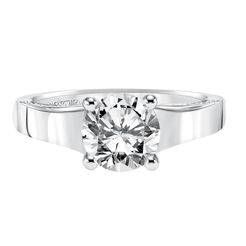 Artcarved Bridal Mounted with CZ Center Contemporary Engagement Ring Shania 14K White Gold