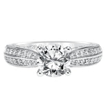 Artcarved Bridal Semi-Mounted with Side Stones Contemporary Engagement Ring Kelsie 14K White Gold