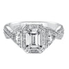 Artcarved Bridal Mounted with CZ Center Contemporary Halo 3-Stone Engagement Ring Nadine 14K White Gold