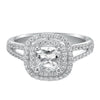 Artcarved Bridal Semi-Mounted with Side Stones Classic Halo Engagement Ring Betty 14K White Gold