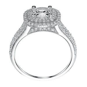 Artcarved Bridal Semi-Mounted with Side Stones Classic Halo Engagement Ring Betty 14K White Gold