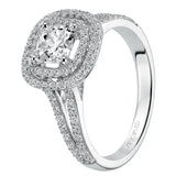 Artcarved Bridal Semi-Mounted with Side Stones Classic Halo Engagement Ring Betty 14K White Gold