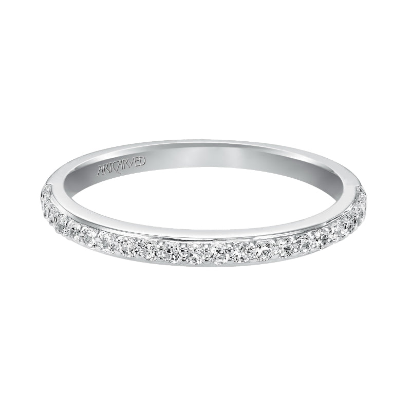 Artcarved Bridal Mounted with Side Stones Classic Diamond Wedding Band Betty 14K White Gold