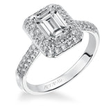 Artcarved Bridal Semi-Mounted with Side Stones Classic Pave Halo Engagement Ring Betsy 14K White Gold