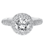 Artcarved Bridal Semi-Mounted with Side Stones Classic Pave Halo Engagement Ring Betsy 14K White Gold