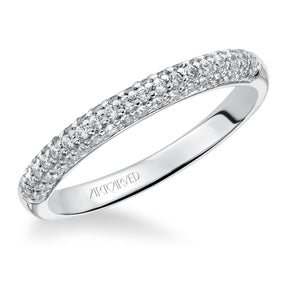 Artcarved Bridal Mounted with Side Stones Classic Pave Halo Engagement Ring Betsy 14K White Gold