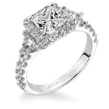 Artcarved Bridal Semi-Mounted with Side Stones Contemporary 3-Stone Engagement Ring Libby 14K White Gold