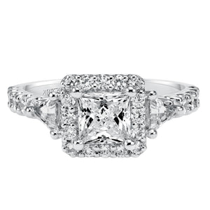 Artcarved Bridal Mounted with CZ Center Contemporary 3-Stone Engagement Ring Libby 14K White Gold