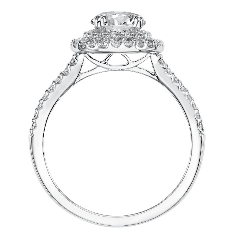 Artcarved Bridal Semi-Mounted with Side Stones Classic Halo Engagement Ring Sandy 14K White Gold