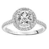 Artcarved Bridal Mounted with CZ Center Classic Halo Engagement Ring Sandy 14K White Gold