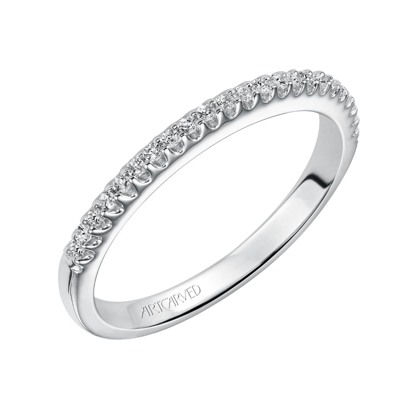 Artcarved Bridal Mounted with Side Stones Classic Halo Engagement Ring Sandy 14K White Gold