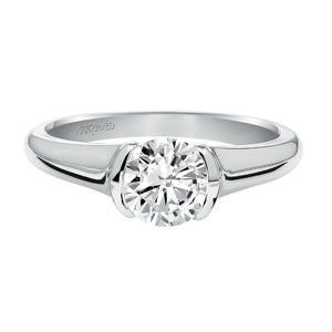 Artcarved Bridal Mounted with CZ Center Contemporary Bezel Solitaire Engagement Ring April 14K White Gold