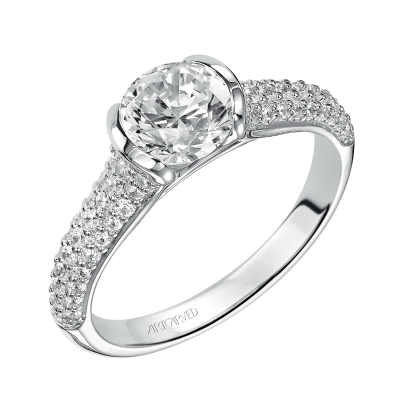 Artcarved Bridal Mounted with CZ Center Contemporary Engagement Ring Brandy 14K White Gold