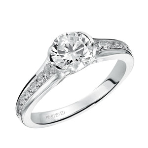 Artcarved Bridal Mounted with CZ Center Contemporary Bezel Diamond Engagement Ring Carina 14K White Gold