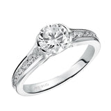 Artcarved Bridal Semi-Mounted with Side Stones Contemporary Bezel Diamond Engagement Ring Carina 14K White Gold