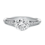 Artcarved Bridal Semi-Mounted with Side Stones Contemporary Bezel Diamond Engagement Ring Carina 14K White Gold