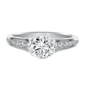 Artcarved Bridal Semi-Mounted with Side Stones Contemporary Bezel Diamond Engagement Ring Carina 14K White Gold