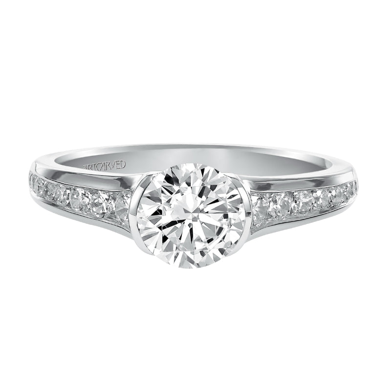 Artcarved Bridal Mounted with CZ Center Contemporary Bezel Diamond Engagement Ring Carina 14K White Gold